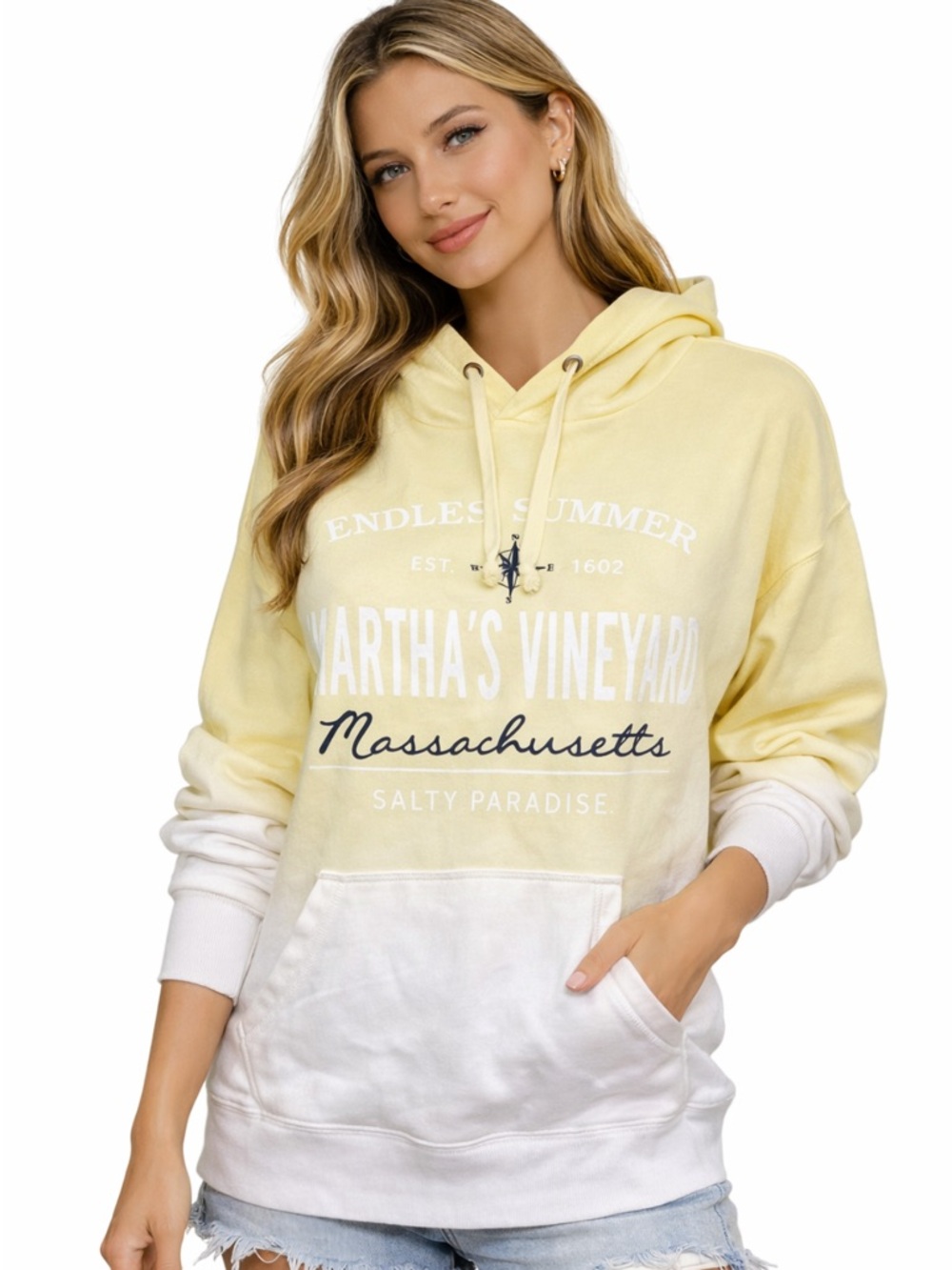 Martha’s Vineyard Endless Summer Salty Paradise Tie Dye Yellow Hoodie Small - Picture 7 of 7